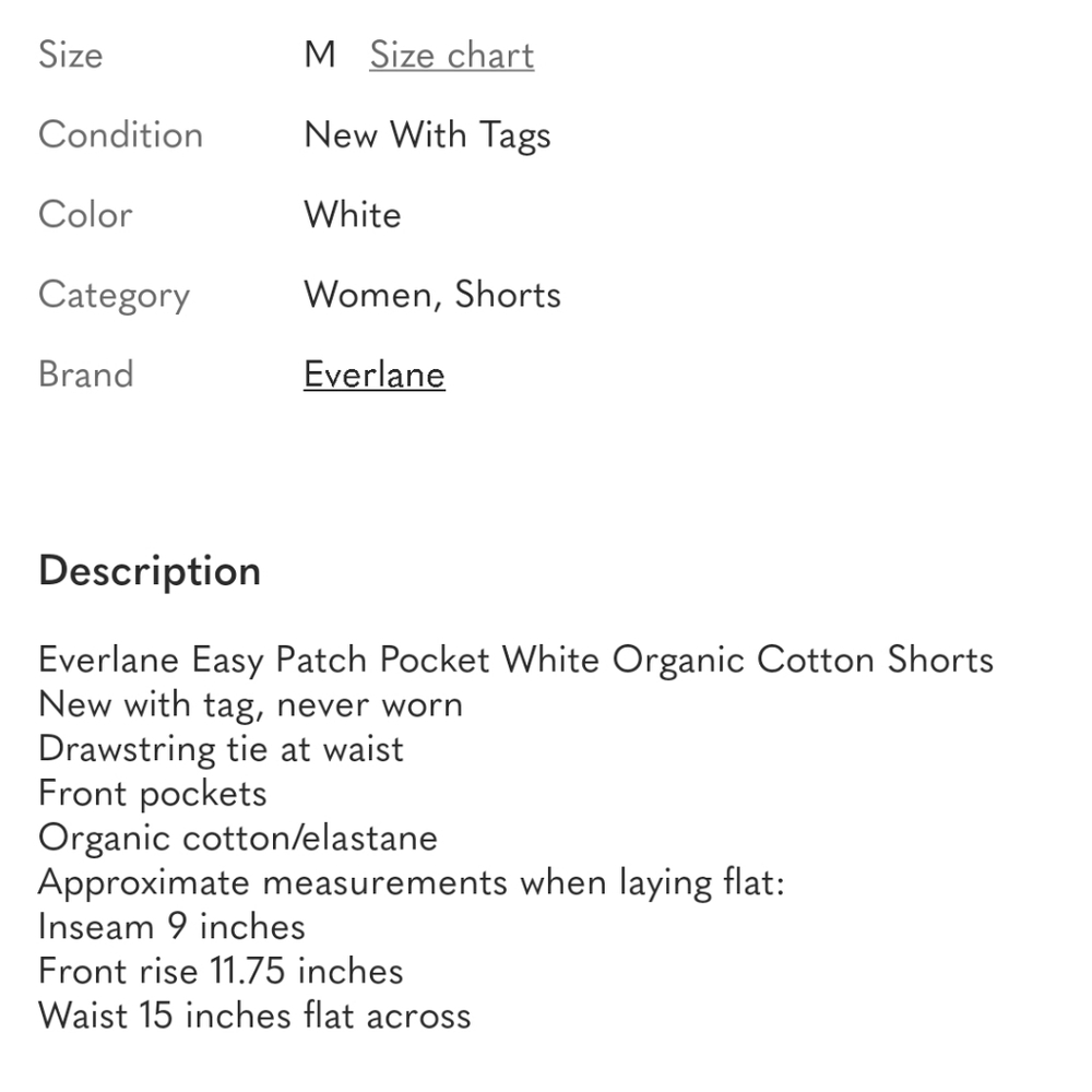 NEW Everlane Easy Patch Pocket White Organic Cotton Shorts M-L - Picture 7 of 7